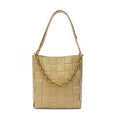 Smooth Woven Leather Shoulder Bag