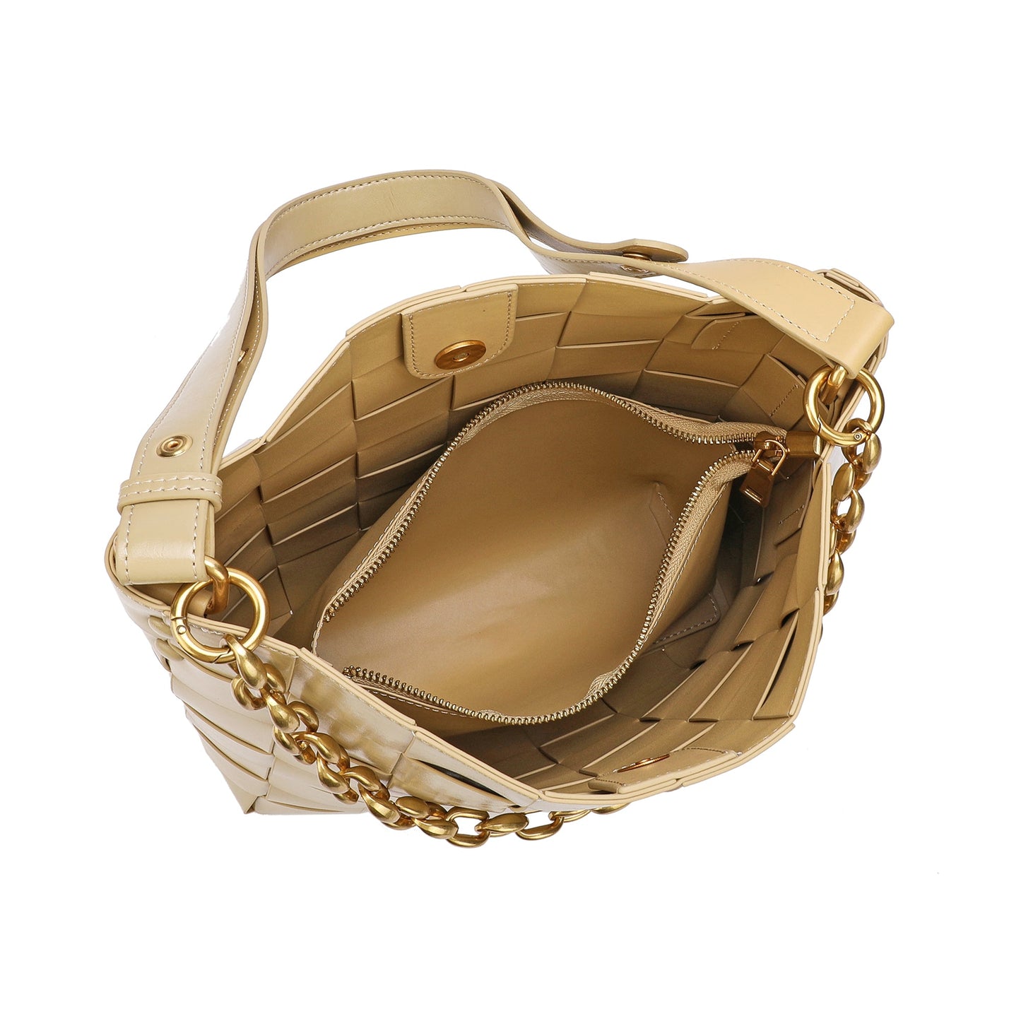 Smooth Woven Leather Shoulder Bag