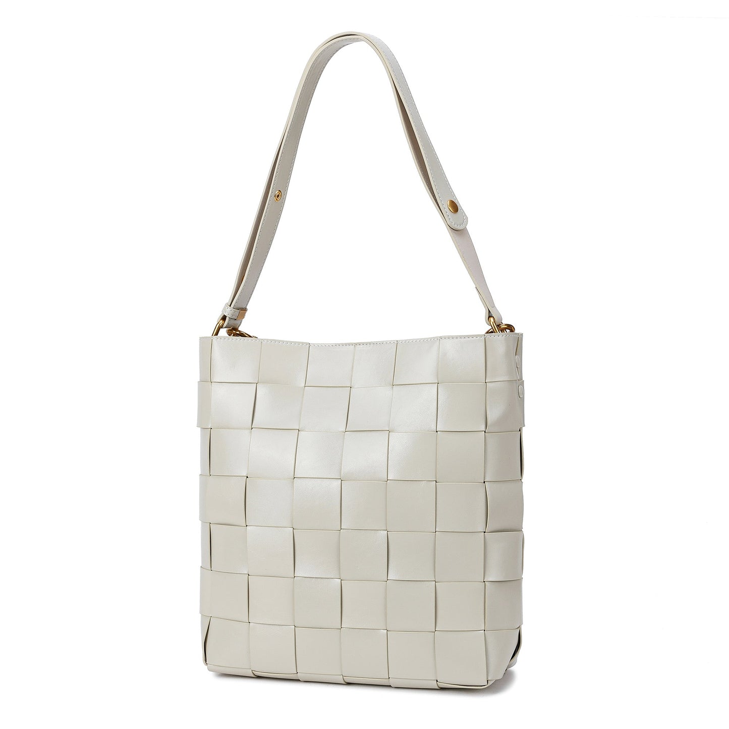 Smooth Woven Leather Shoulder Bag