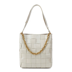 Smooth Woven Leather Shoulder Bag
