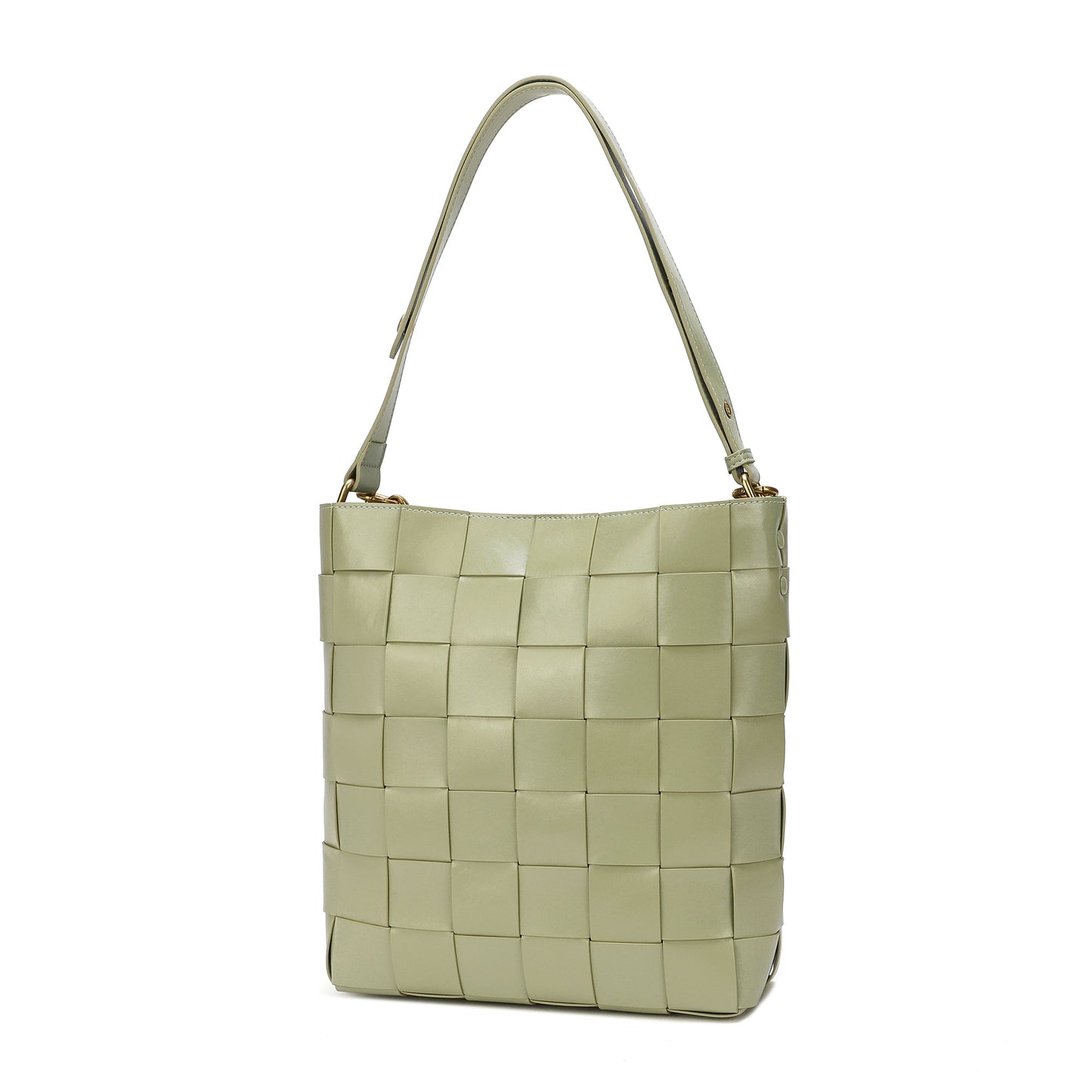 Smooth Woven Leather Shoulder Bag