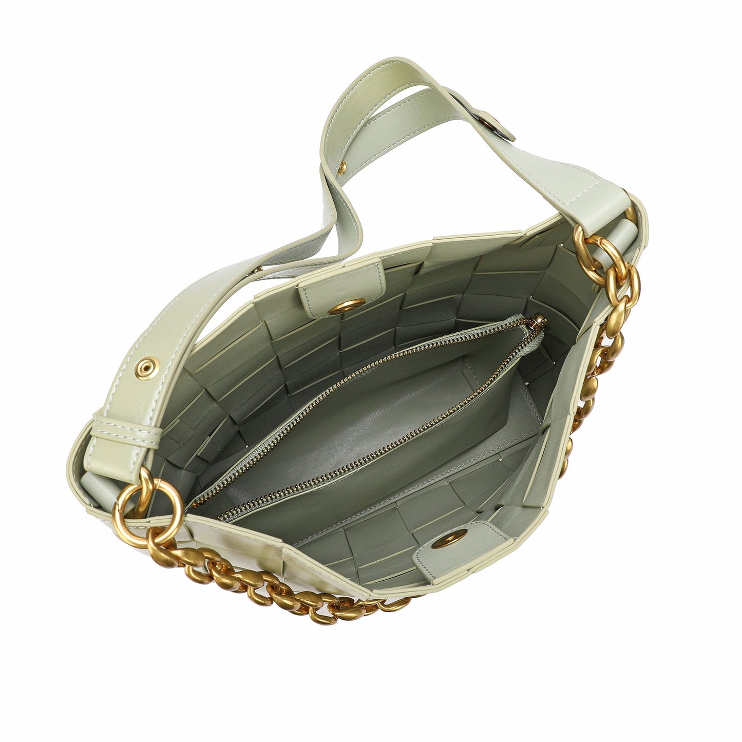 Smooth Woven Leather Shoulder Bag