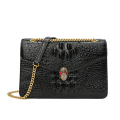 Alligator Embossed Leather Shoulder Bag