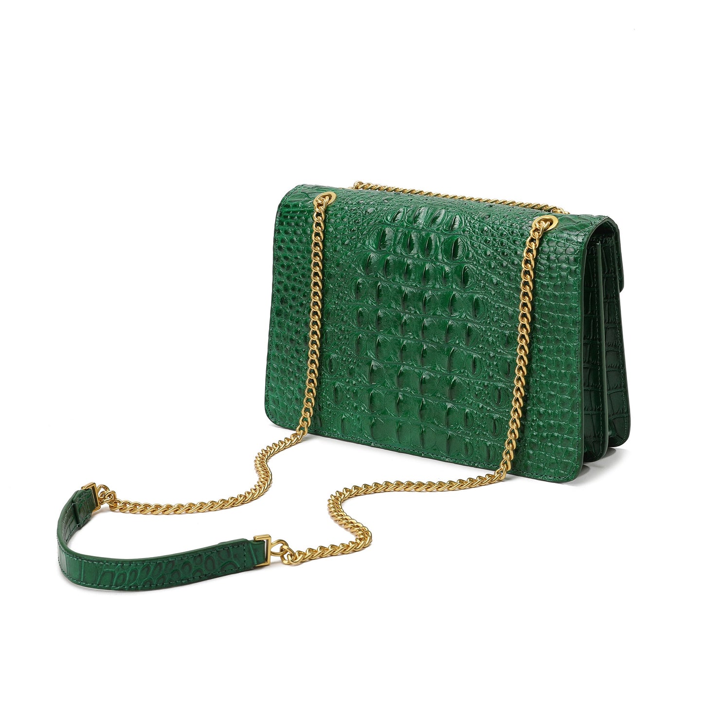 Alligator Embossed Leather Shoulder Bag