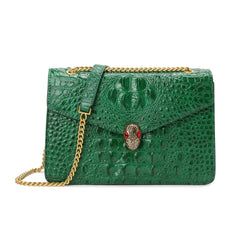 Alligator Embossed Leather Shoulder Bag