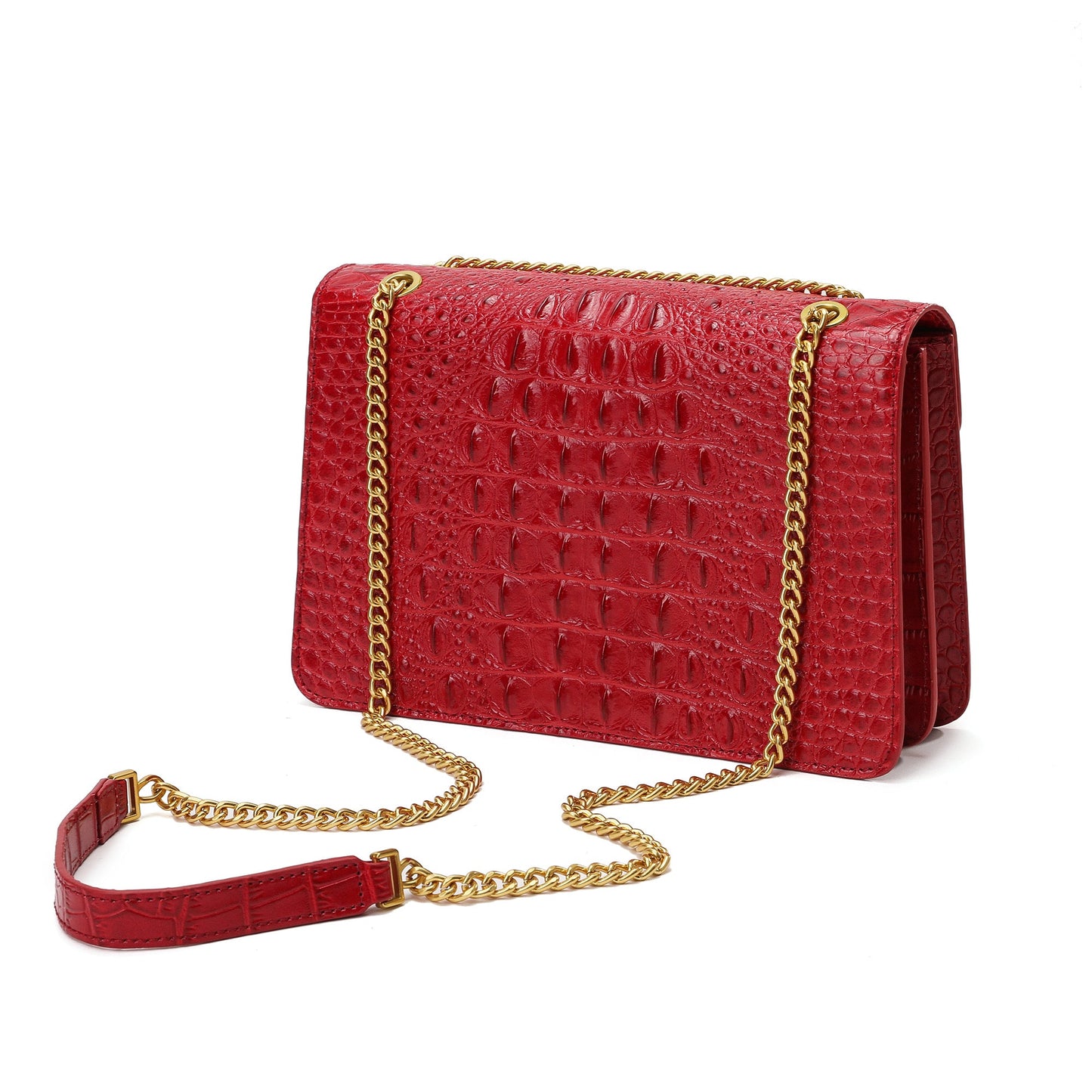 Alligator Embossed Leather Shoulder Bag