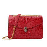 Alligator Embossed Leather Shoulder Bag