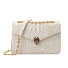 Alligator Embossed Leather Shoulder Bag