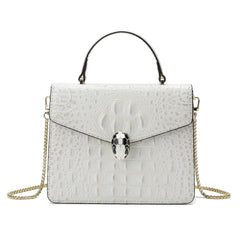 Alligator Embossed Leather Top-handle Shoulder Bag