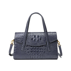 Alligator Embossed Leather Satchel/Shoulder Bag