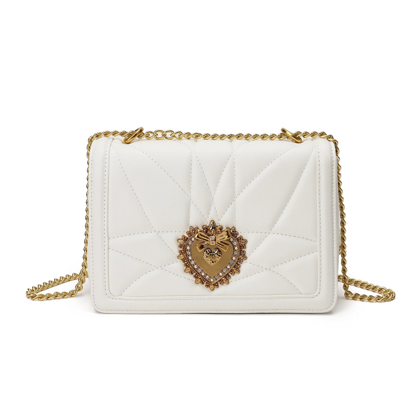 Quilted Sheepskin Heart Shaped Hardware