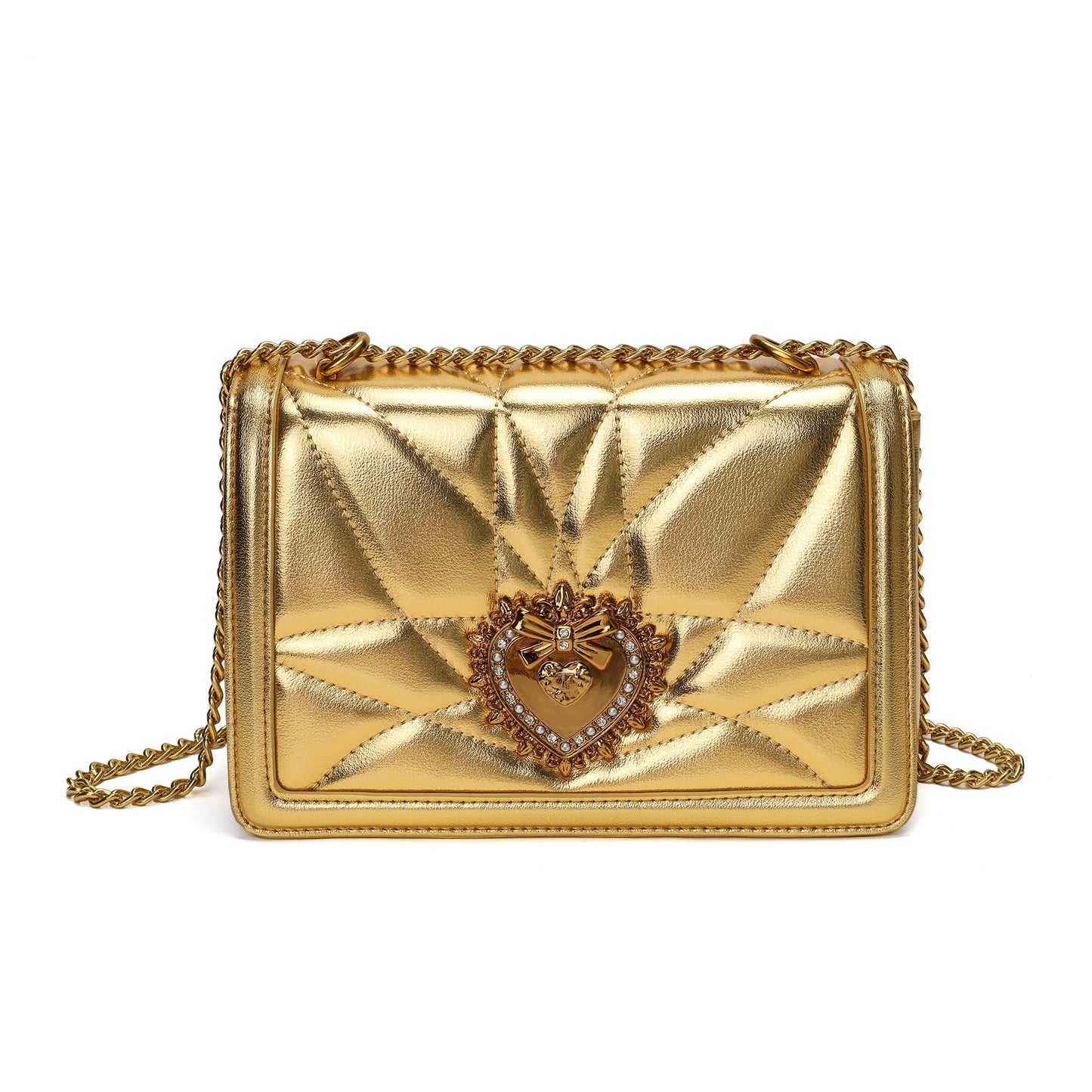 Quilted Sheepskin Heart Shaped Hardware