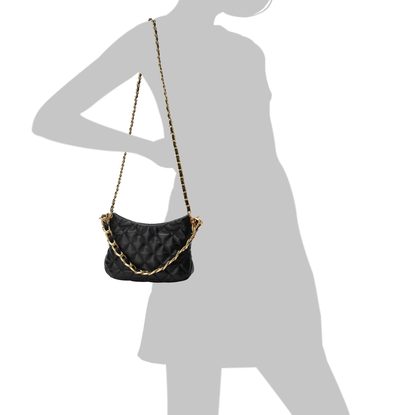 Quilted Sheepskin Leather Crossbody/ Shoulder Bag