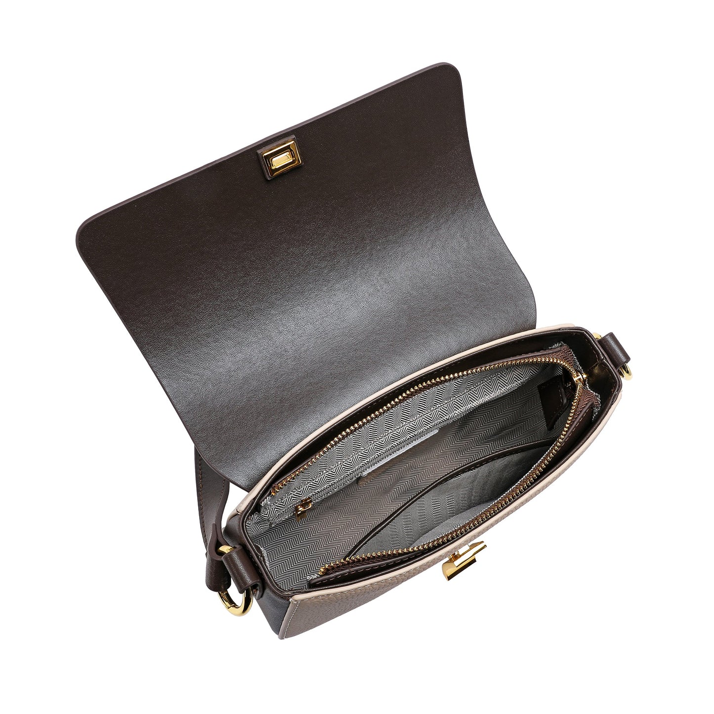 Two Tone Full-grain Crossbody/ Shoulder Bag