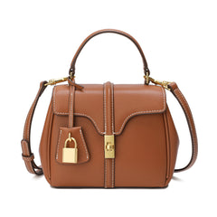 Smooth Leather Top-handle Shoulder Bag