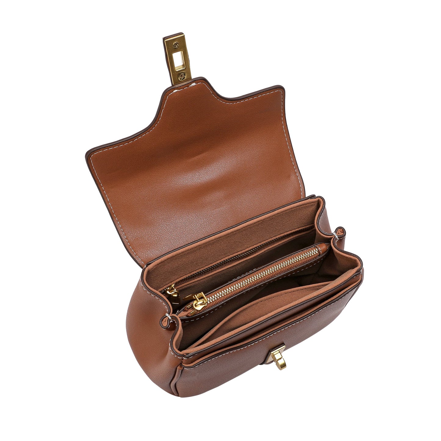 Smooth Leather Top-handle Shoulder Bag