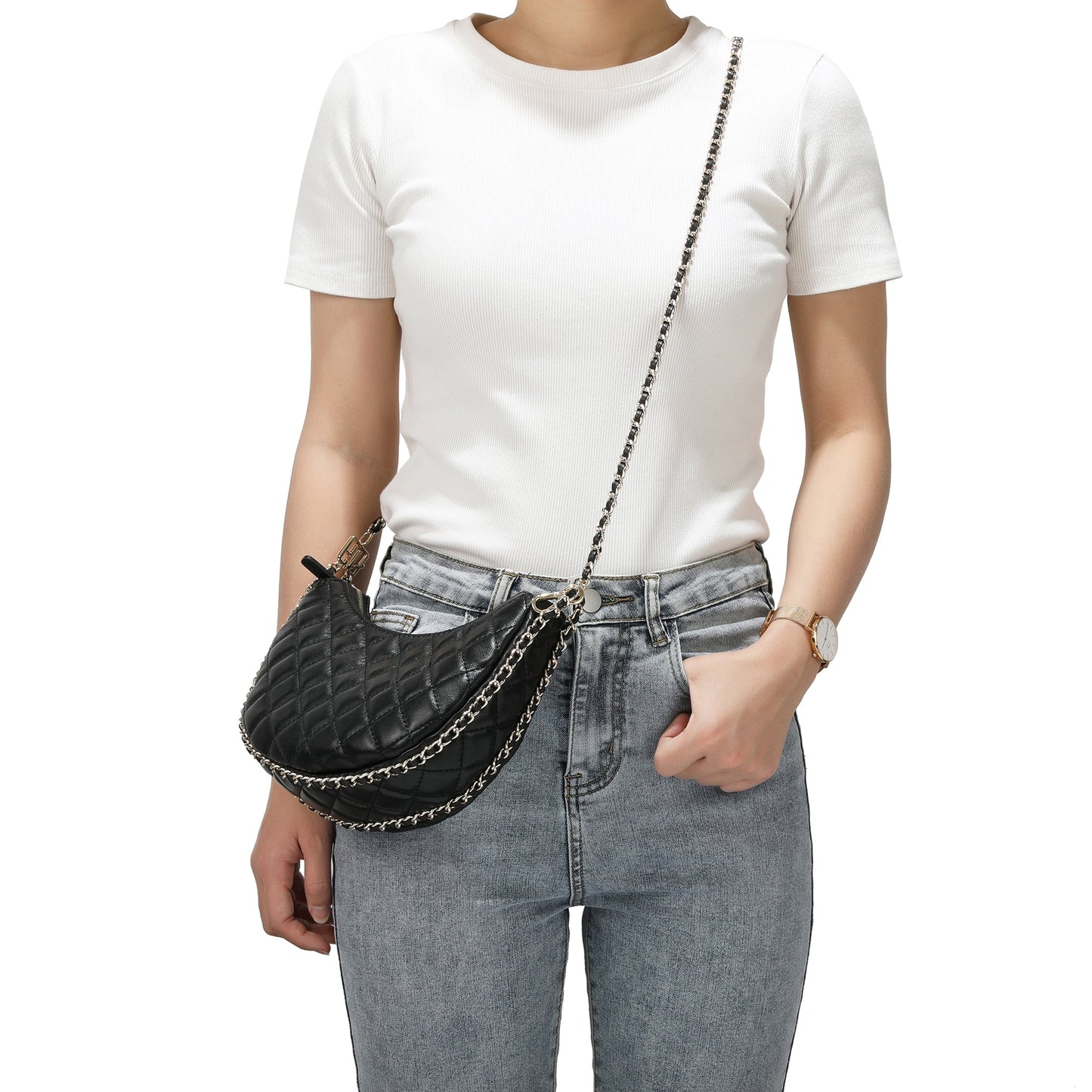 Quilted Sheepskin Messenger/Shoulder Bag