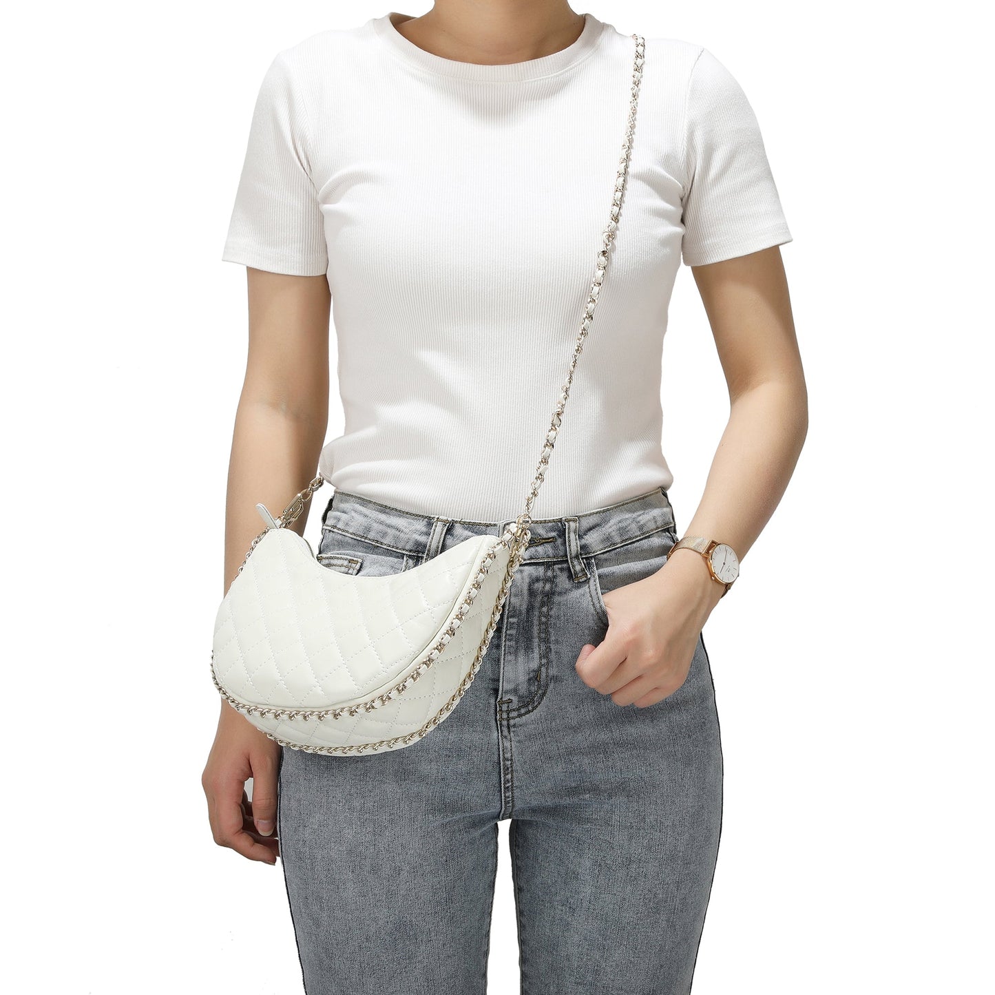 Quilted Sheepskin Messenger/Shoulder Bag
