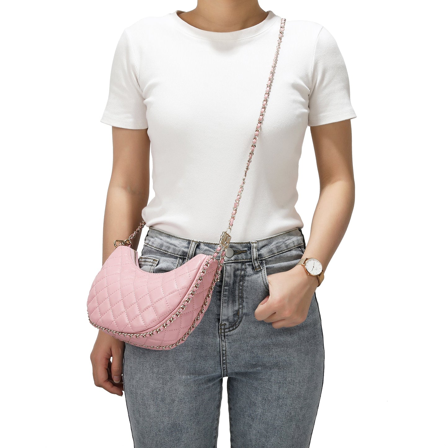 Quilted Sheepskin Messenger/Shoulder Bag
