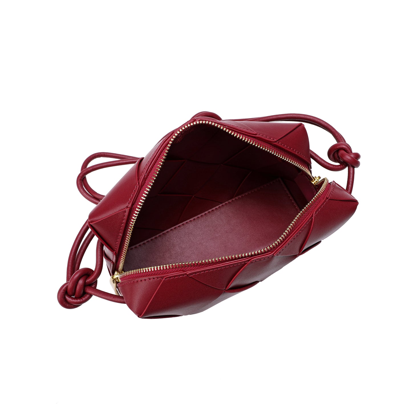 Smooth Woven Leather Top-Handle Crossbody/Shoulder Bag