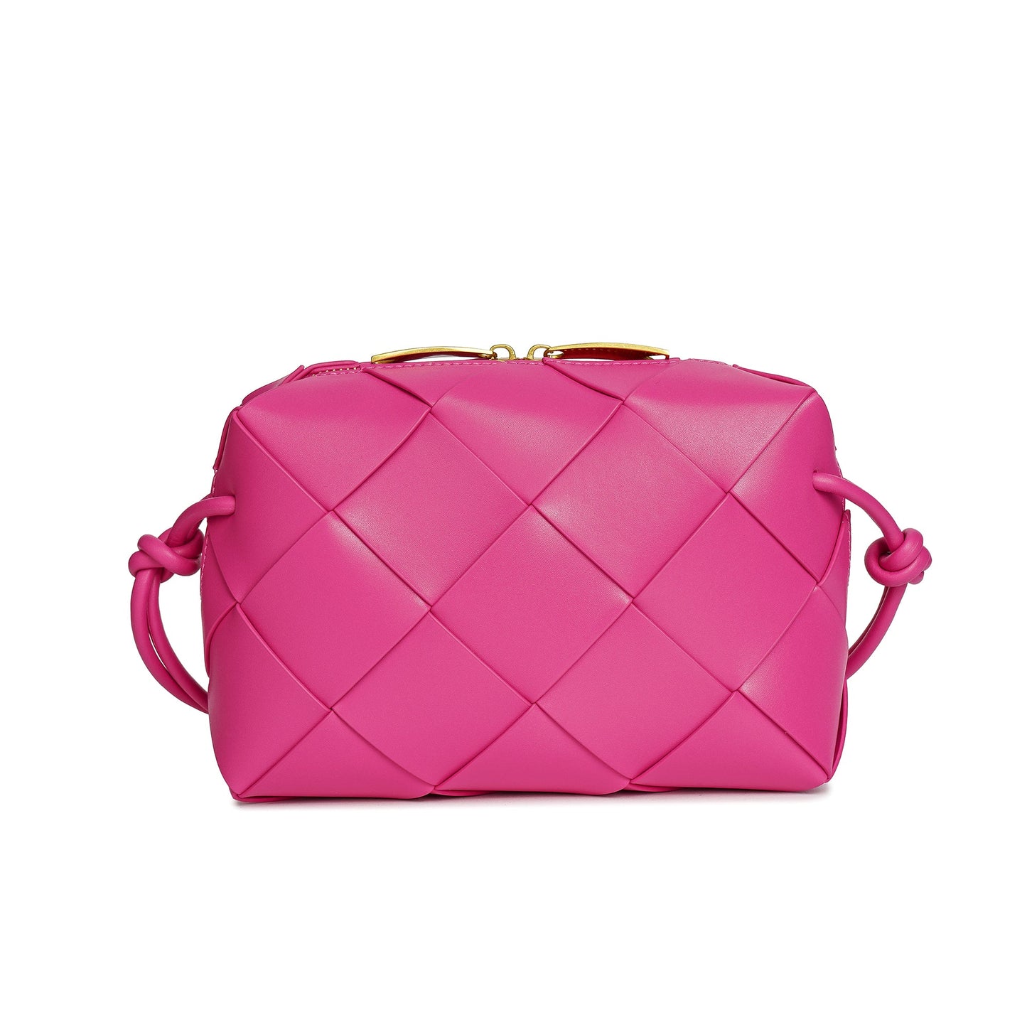 Smooth Woven Leather Top-Handle Crossbody/Shoulder Bag