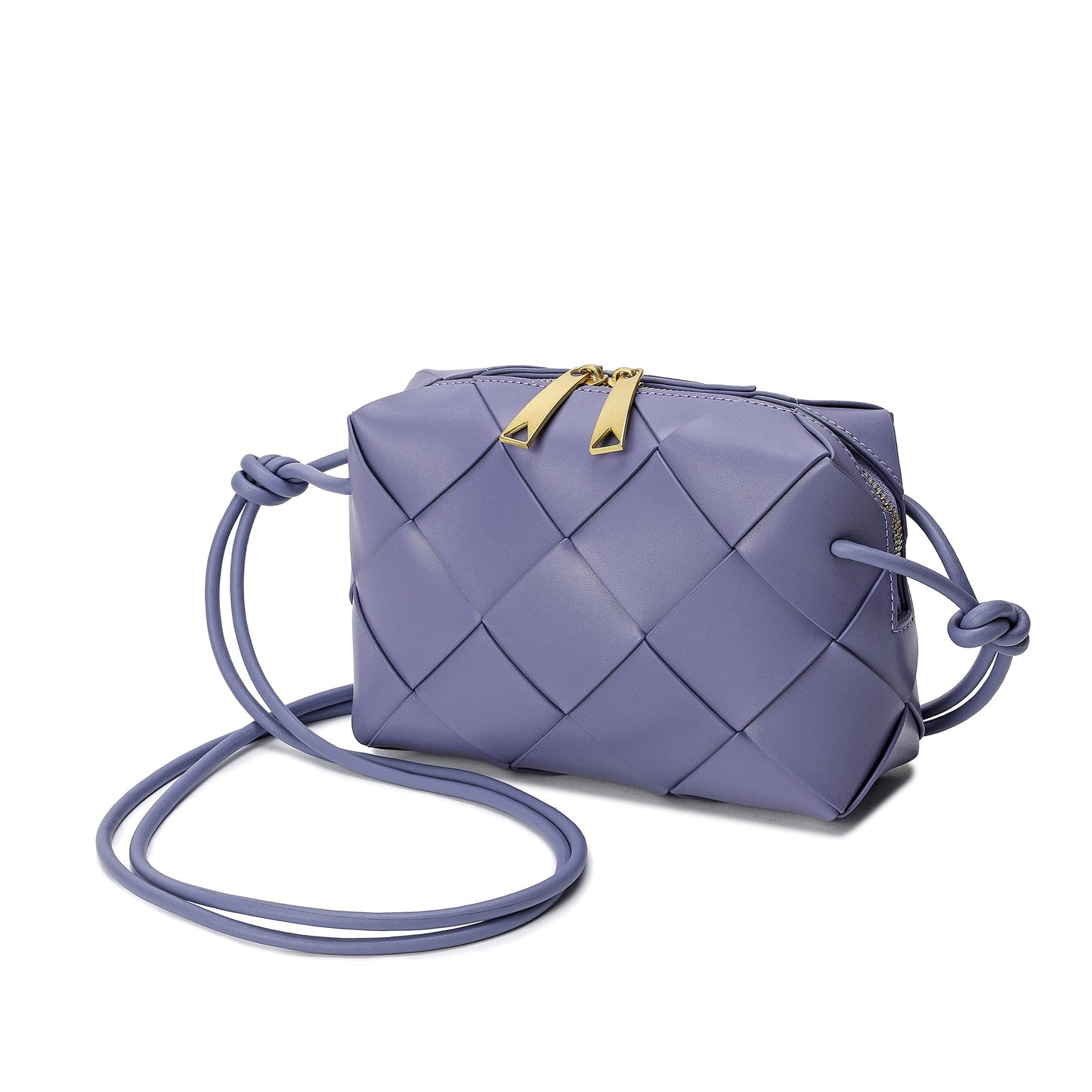 Smooth Woven Leather Top-Handle Crossbody/Shoulder Bag