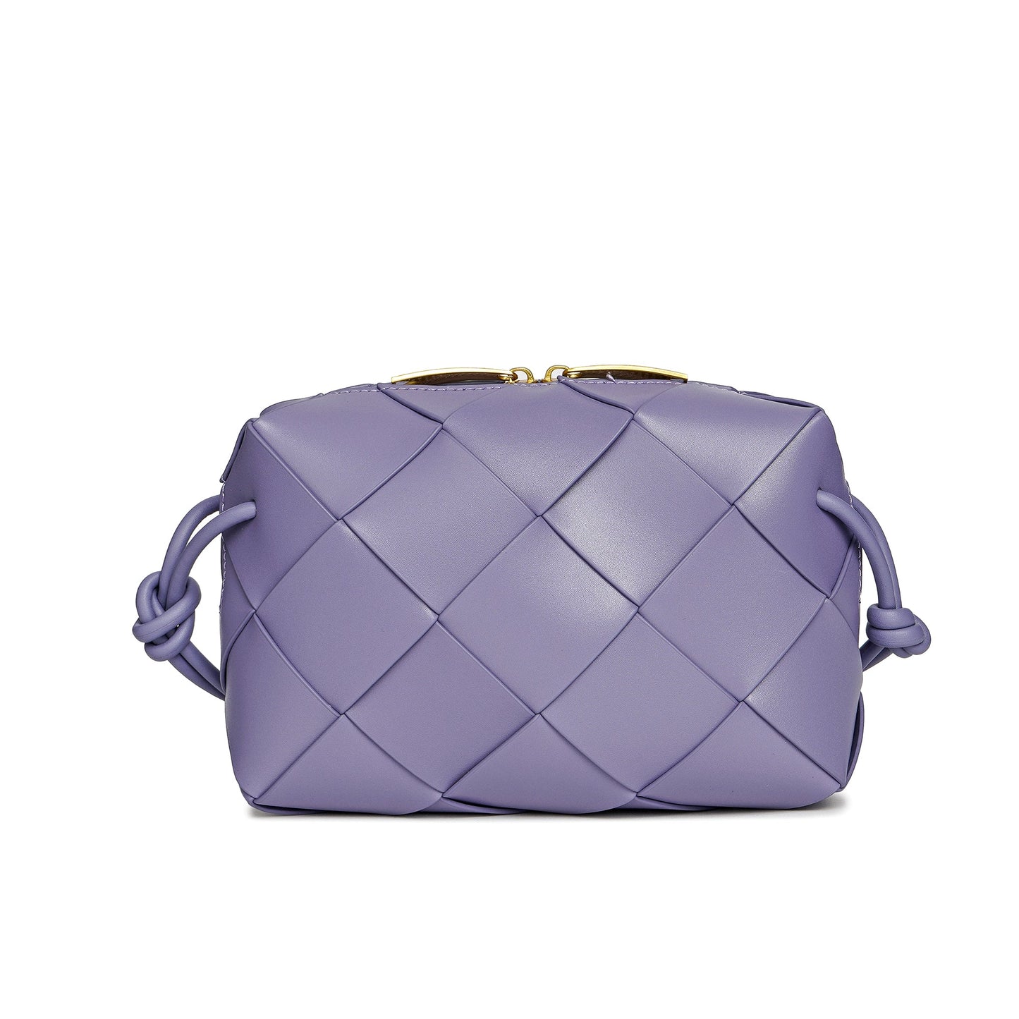 Smooth Woven Leather Top-Handle Crossbody/Shoulder Bag