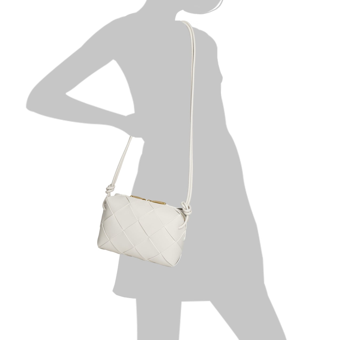 Smooth Woven Leather Top-Handle Crossbody/Shoulder Bag