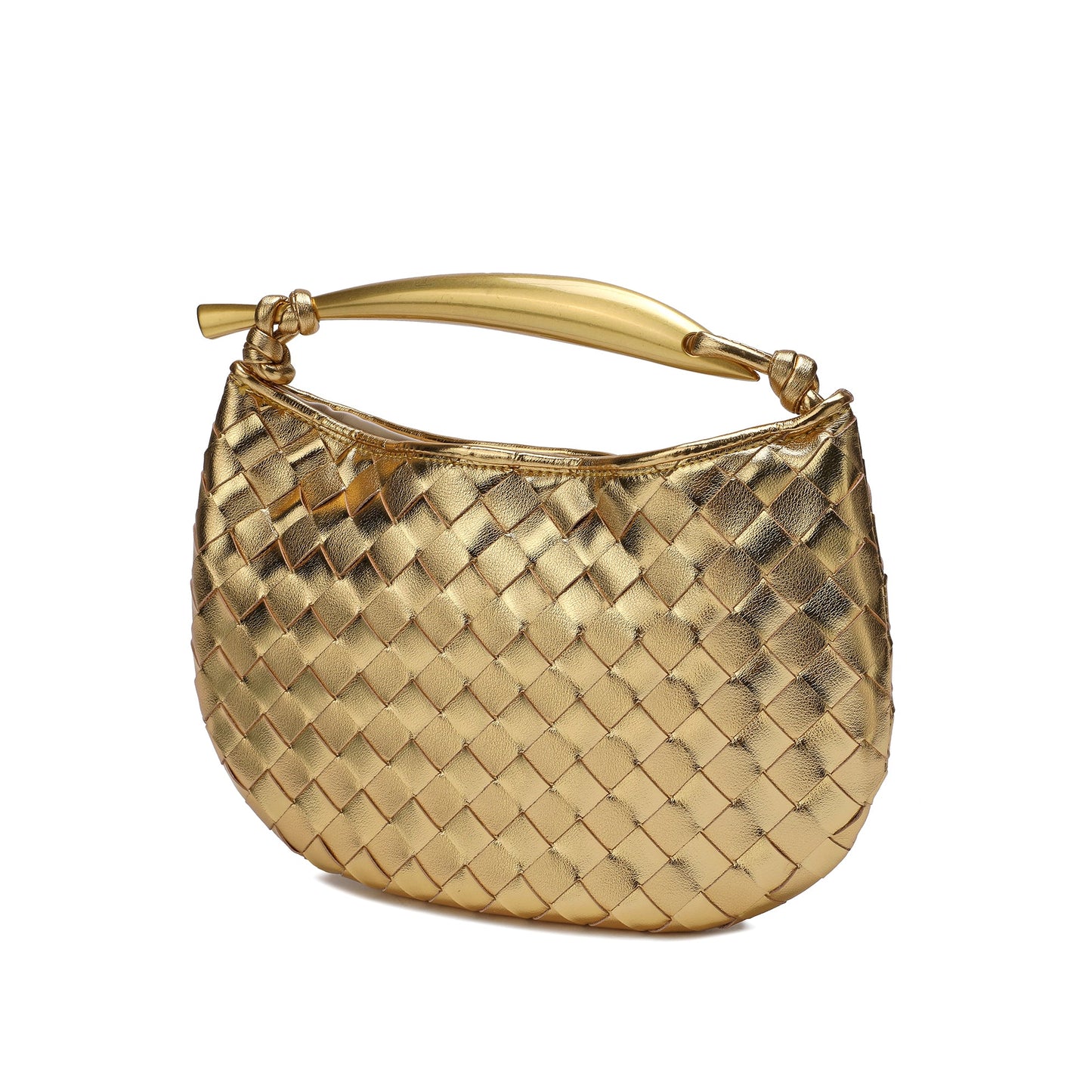 Woven Leather Top-Handle Bag/Clutch