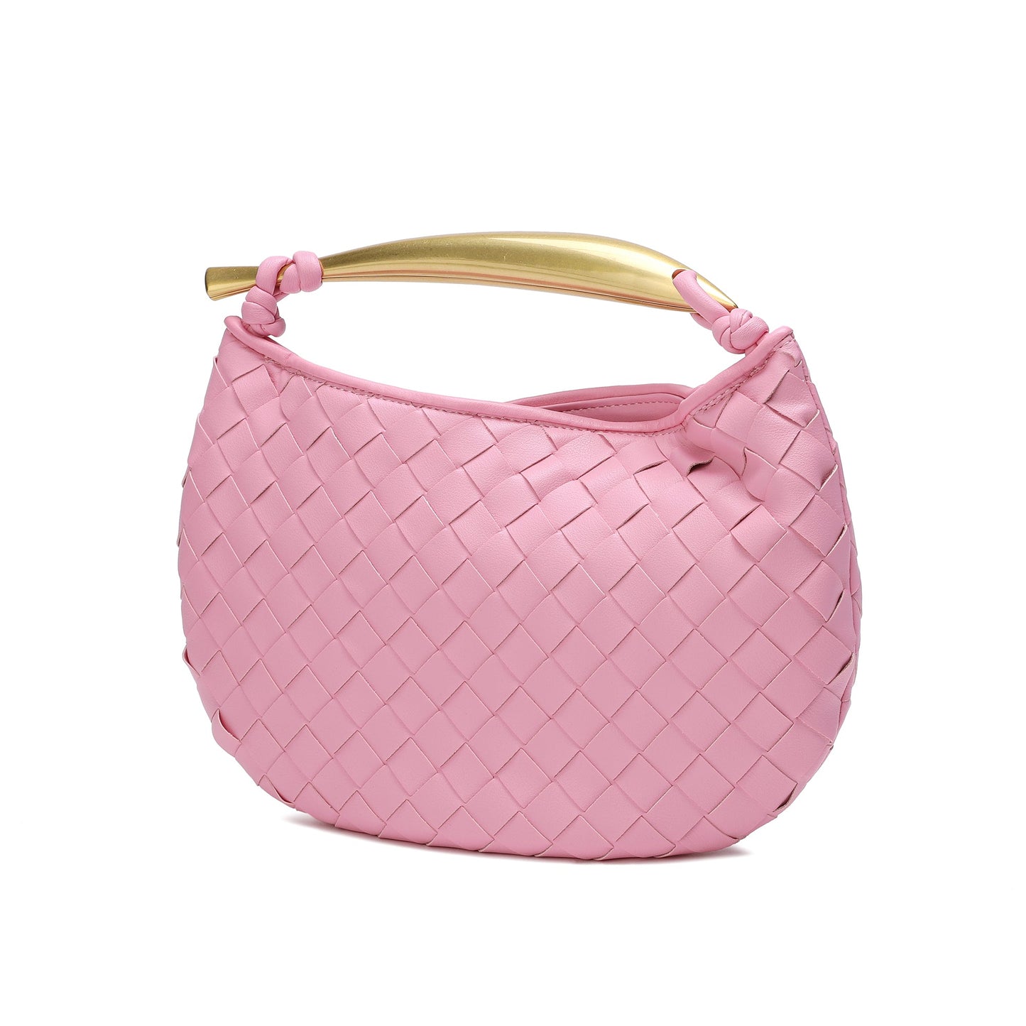 Woven Leather Top-Handle Bag/Clutch