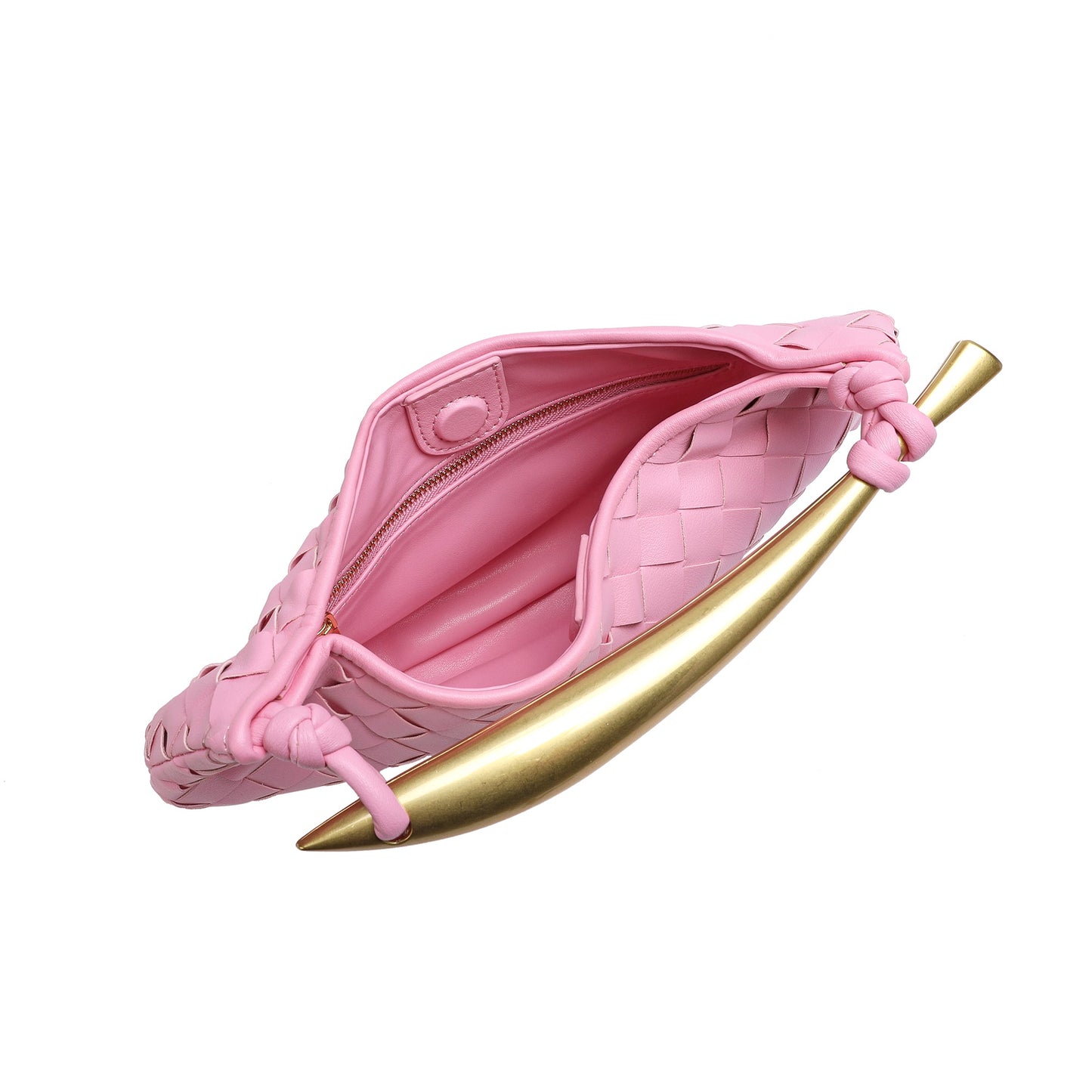 Woven Leather Top-Handle Bag/Clutch