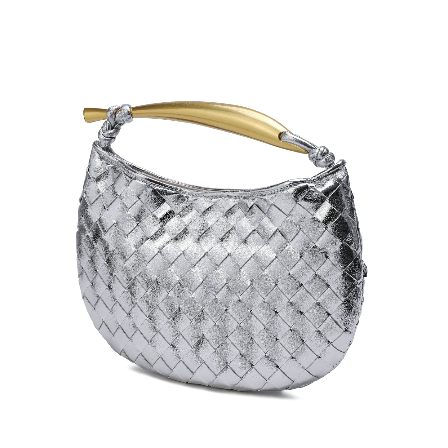Woven Leather Top-Handle Bag/Clutch