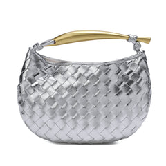 Woven Leather Top-Handle Bag/Clutch