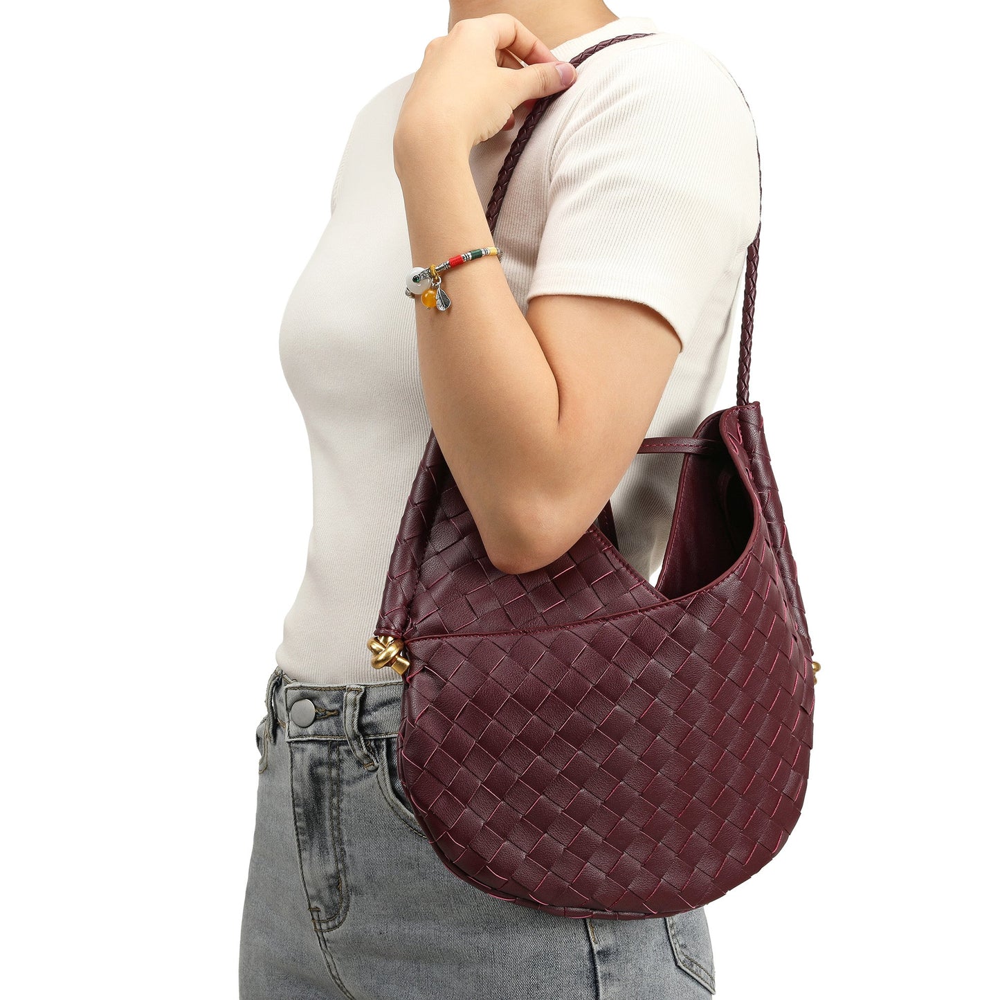Woven Leather Hobo/ Shoulder Bag