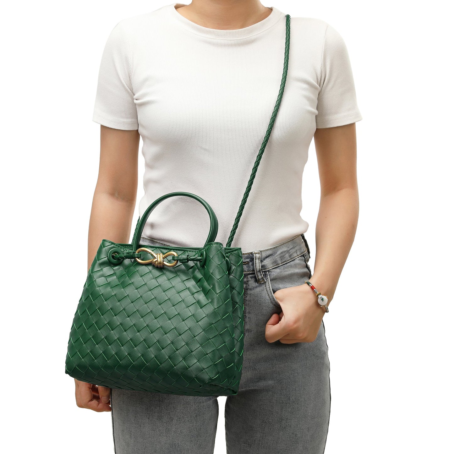 Woven Leather Top-handle/ Shoulder Bag