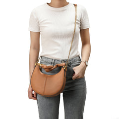 Smooth-Leather Decorated-Handle Bag