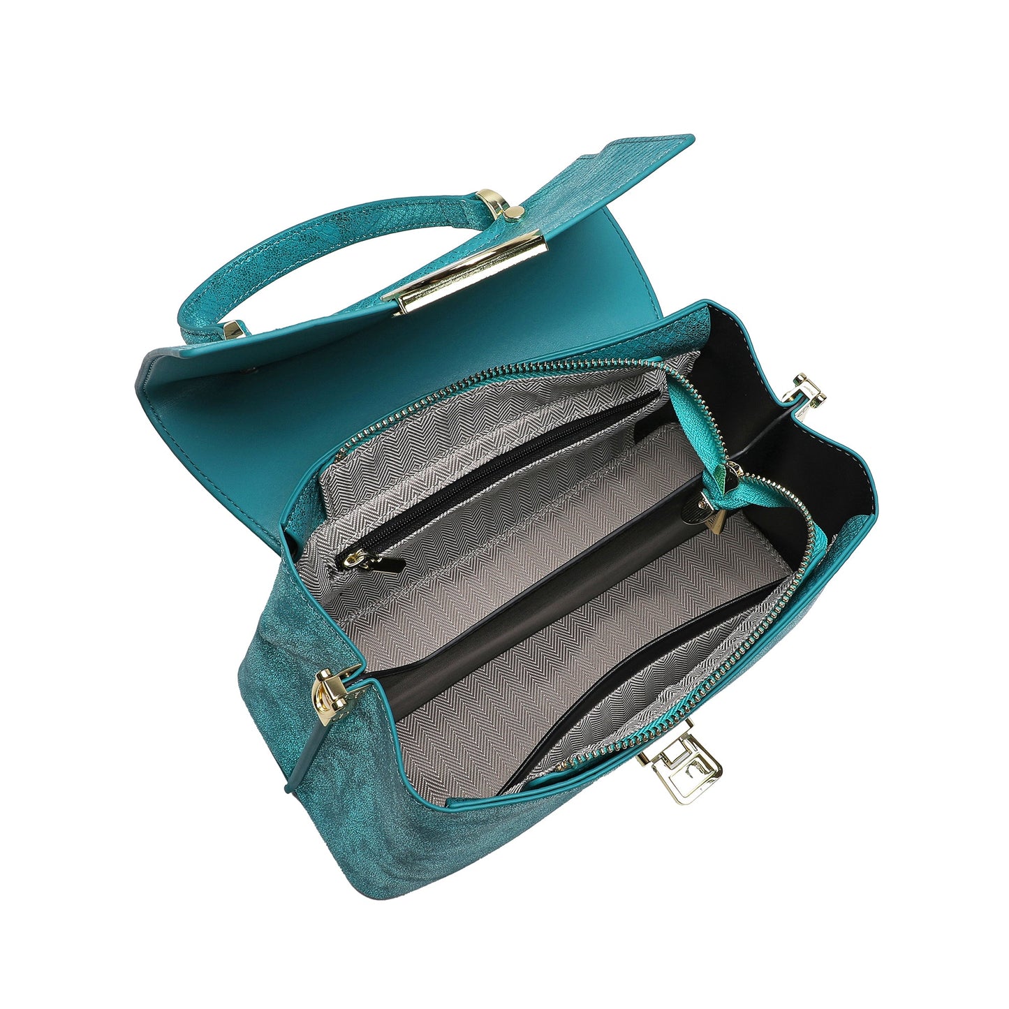 Snake Printed Leather Satchel Bag