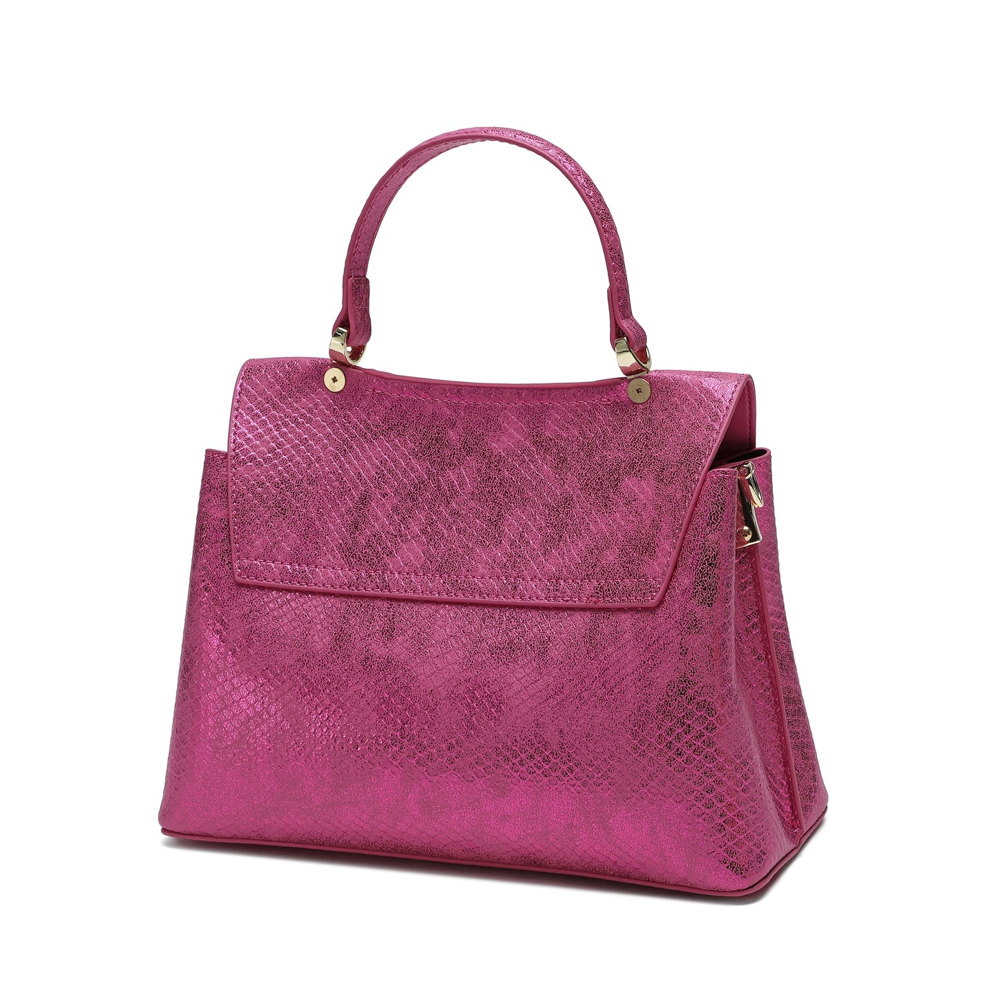 Snake Printed Leather Satchel Bag