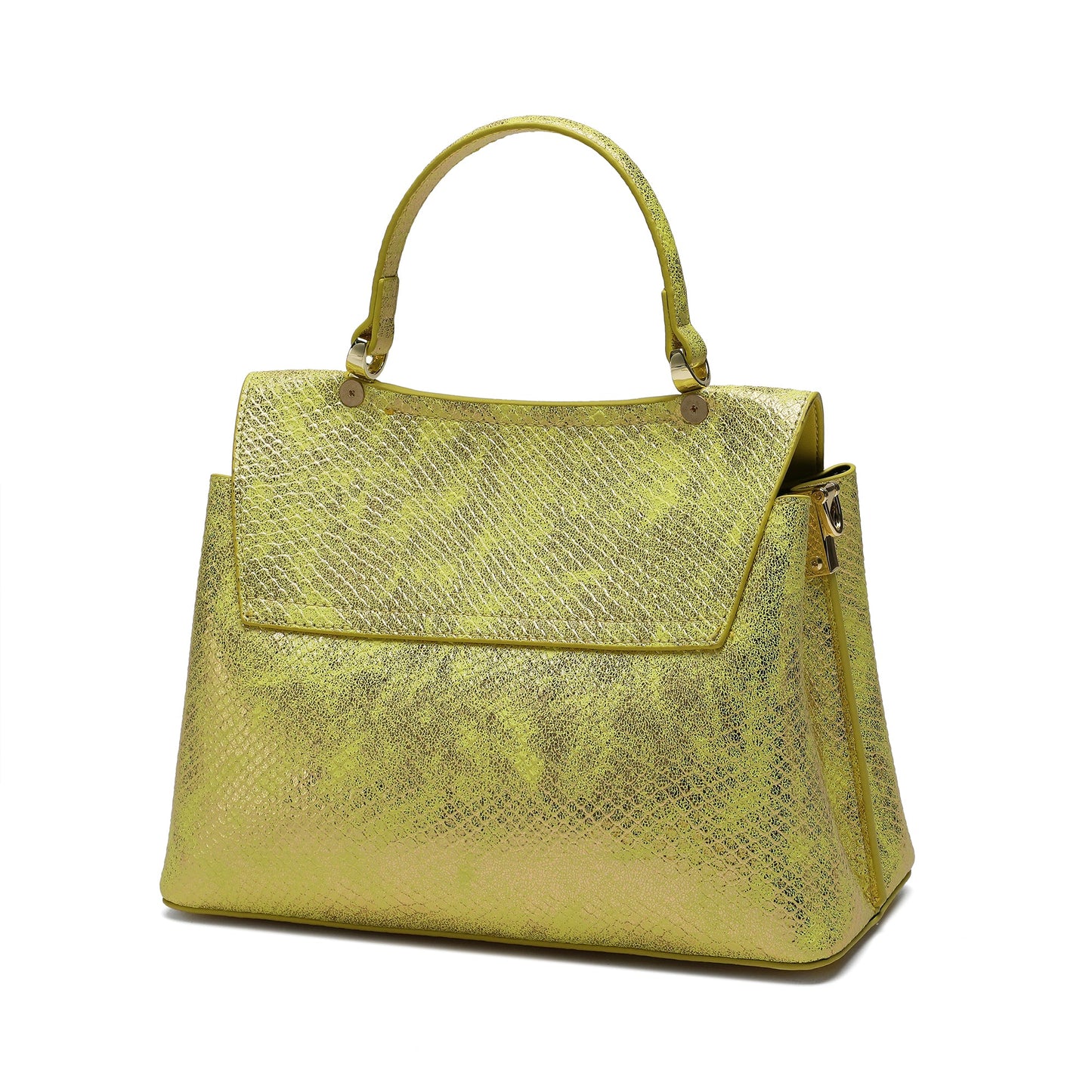 Snake Printed Leather Satchel Bag