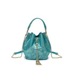 Snake Pattern Leather Drawstring/ Shoulder Bag