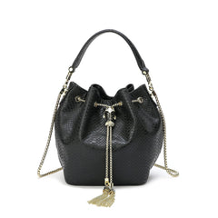 Snake Pattern Leather Drawstring/ Shoulder Bag