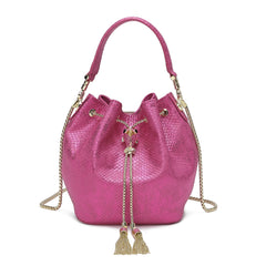 Snake Pattern Leather Drawstring/ Shoulder Bag