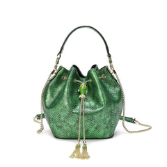 Snake Pattern Leather Drawstring/ Shoulder Bag