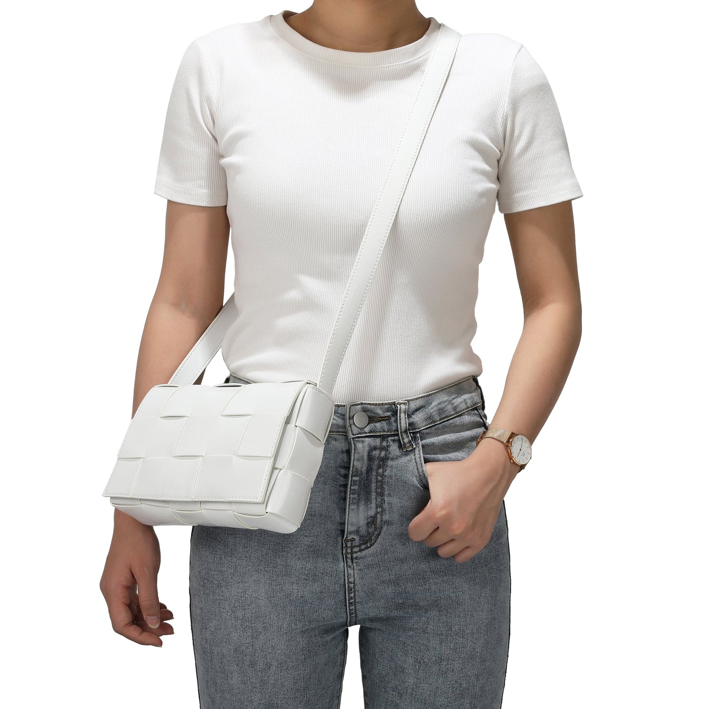 Patent Leather Woven Crossbody
