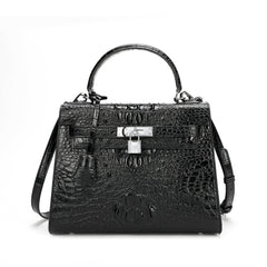 Alligator Embossed Leather Satchel/Shoulder Bag