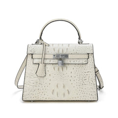 Alligator Embossed Leather Satchel/Shoulder Bag