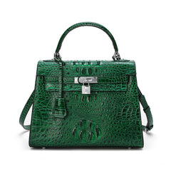 Alligator Embossed Leather Satchel/Shoulder Bag