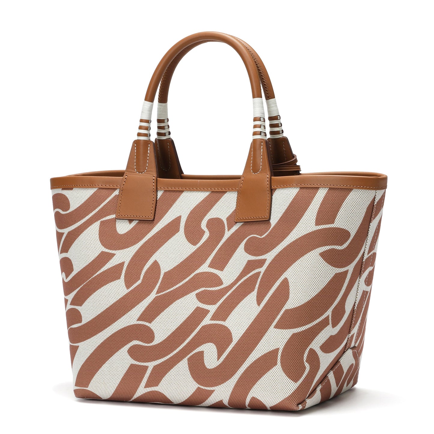 Printed Canvas & Leather To-Handle Tote