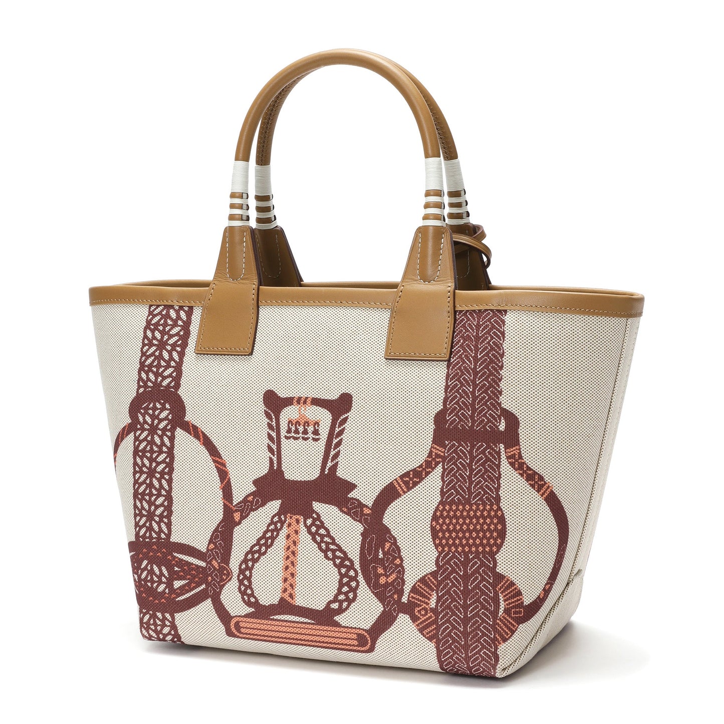 Printed Canvas & Leather To-Handle Tote