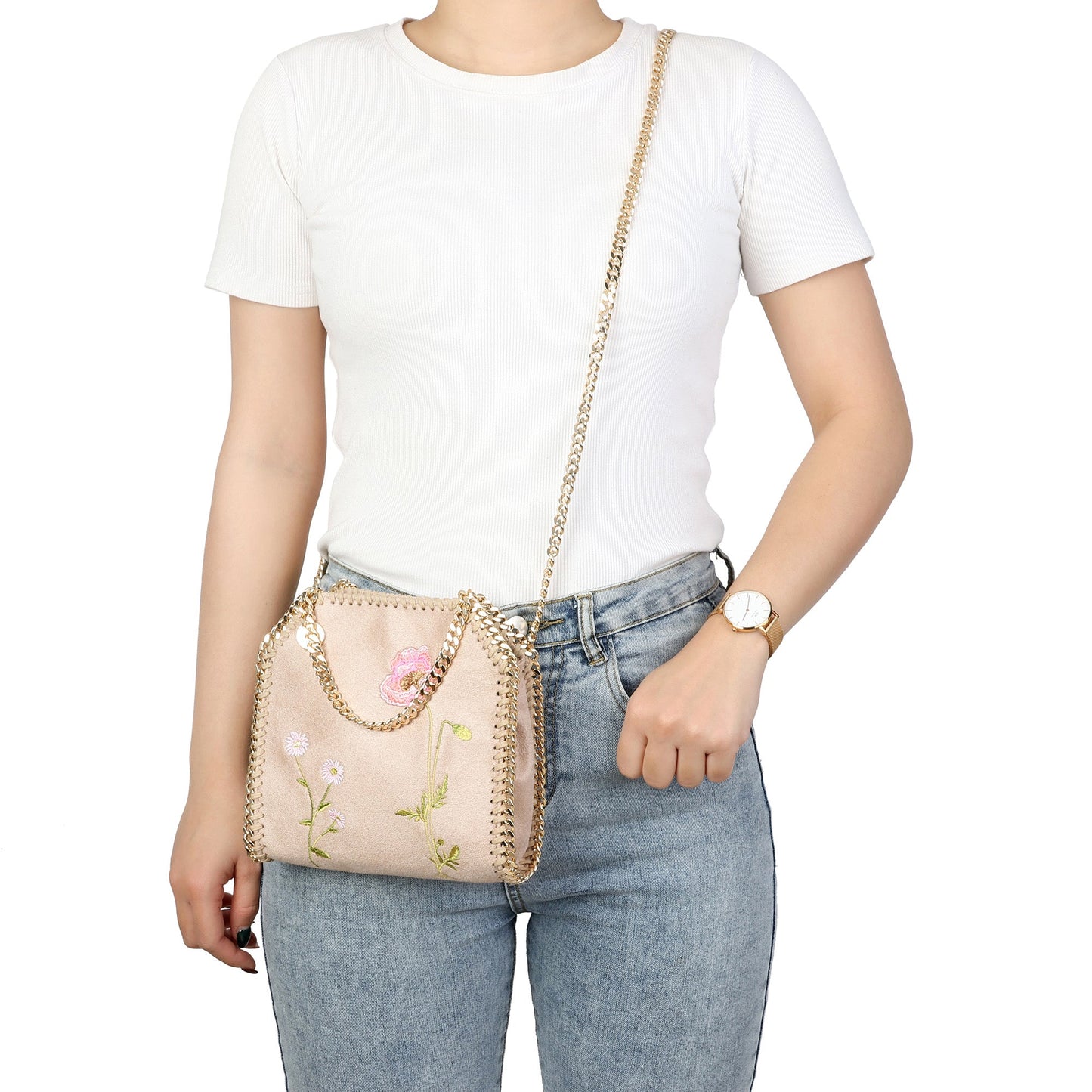 Blossom Embroidered Chain Bag